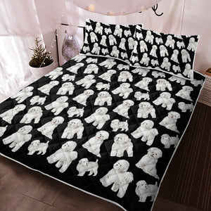 Watercolor Delight Bichon Frise Quilted Bedding Set - 5 Colors-Bedding-Bedding, Bichon Frise, Blankets, Home Decor-14