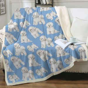 Watercolor Delight Bichon Frise Sherpa Fleece Blanket - 8 Colors-Blanket-Bedding, Bichon Frise, Blankets, Home Decor-4