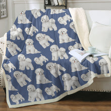 Load image into Gallery viewer, Watercolor Delight Bichon Frise Sherpa Fleece Blanket - 8 Colors-Blanket-Bedding, Bichon Frise, Blankets, Home Decor-Cornflower Blue-Single-17