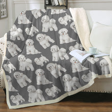 Load image into Gallery viewer, Watercolor Delight Bichon Frise Sherpa Fleece Blanket - 8 Colors-Blanket-Bedding, Bichon Frise, Blankets, Home Decor-Parisian Gray-Single-19