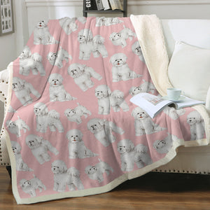 Watercolor Delight Bichon Frise Sherpa Fleece Blanket - 8 Colors-Blanket-Bedding, Bichon Frise, Blankets, Home Decor-Soft Pink-Single-16