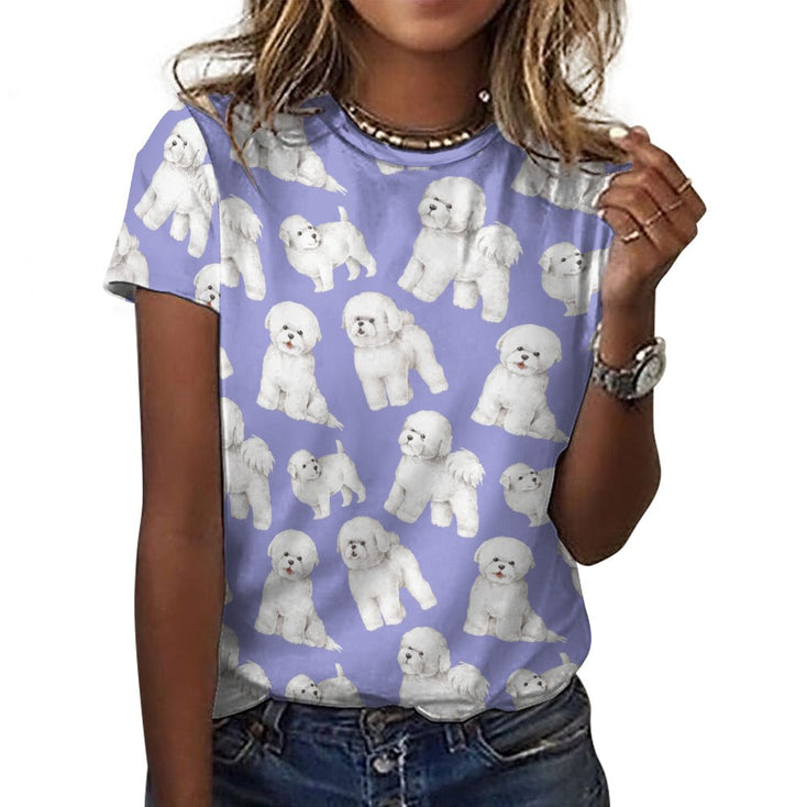 Watercolor Delight Bichon Frise Women's Cotton T-Shirt-Apparel-Apparel, Bichon Frise, Dog Mom Gifts, Shirt, T Shirt-2XS-Lavender Purple-35