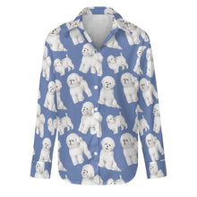 Load image into Gallery viewer, Watercolor Delight Bichon Frise Women&#39;s Shirt-Apparel-Apparel, Bichon Frise, Dog Mom Gifts, Shirt-S-Cornflower Blue-24