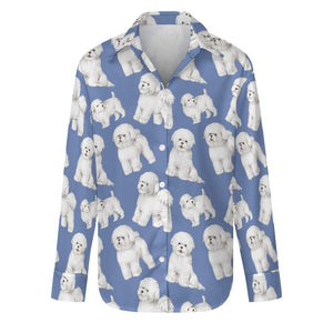 Watercolor Delight Bichon Frise Women's Shirt-Apparel-Apparel, Bichon Frise, Dog Mom Gifts, Shirt-S-Cornflower Blue-24