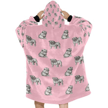 Load image into Gallery viewer, Watercolor Delight Black Pugs Blanket Hoodie-Blanket-Apparel, Blanket Hoodie, Blankets, Dog Mom Gifts, Pug-12