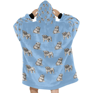 Watercolor Delight Black Pugs Blanket Hoodie-Blanket-Apparel, Blanket Hoodie, Blankets, Dog Mom Gifts, Pug-19