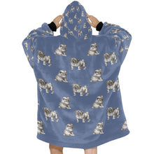 Load image into Gallery viewer, Watercolor Delight Black Pugs Blanket Hoodie-Blanket-Apparel, Blanket Hoodie, Blankets, Dog Mom Gifts, Pug-22