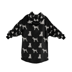 Watercolor Delight Black Schnauzers Blanket Hoodie-Blanket-Apparel, Blanket Hoodie, Blankets, Dog Mom Gifts, Schnauzer-11