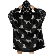 Load image into Gallery viewer, Watercolor Delight Black Schnauzers Blanket Hoodie-Blanket-Apparel, Blanket Hoodie, Blankets, Dog Mom Gifts, Schnauzer-12