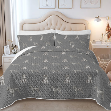Watercolor Delight Black Schnauzers Quilted Bedding Set-Bedding-Bedding,Blankets,Christmas,Home Decor-14