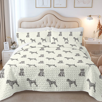 Watercolor Delight Black Schnauzers Quilted Bedding Set-Bedding-Bedding,Blankets,Christmas,Home Decor-6