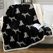 Load image into Gallery viewer, Watercolor Delight Black Schnauzers Sherpa Fleece Blanket - 8 Colors-Blanket-Bedding, Blankets, Home Decor, Schnauzer-7