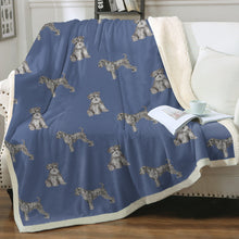 Load image into Gallery viewer, Watercolor Delight Black Schnauzers Sherpa Fleece Blanket - 8 Colors-Blanket-Bedding, Blankets, Home Decor, Schnauzer-16