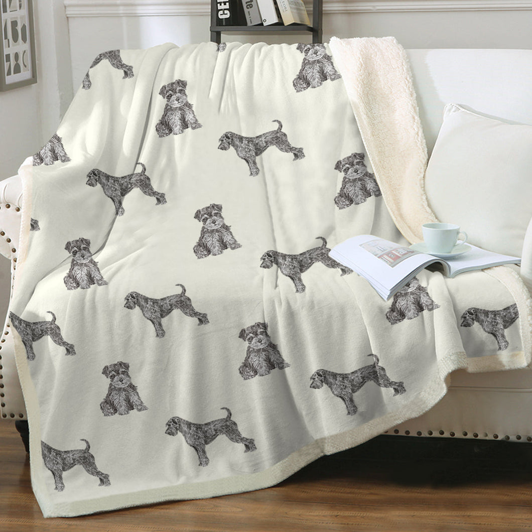 Watercolor Delight Black Schnauzers Sherpa Fleece Blanket - 8 Colors-Blanket-Bedding, Blankets, Home Decor, Schnauzer-20