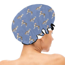 Load image into Gallery viewer, Watercolor Delight Black White Whippets Christmas Elastic Reusable Shower Caps-Accessories-Accessories, Christmas, Dog Mom Gifts, Whippet-12