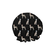 Load image into Gallery viewer, Watercolor Delight Black White Whippets Christmas Elastic Reusable Shower Caps-Accessories-Accessories, Christmas, Dog Mom Gifts, Whippet-18