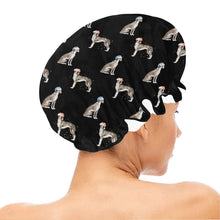 Load image into Gallery viewer, Watercolor Delight Black White Whippets Christmas Elastic Reusable Shower Caps-Accessories-Accessories, Christmas, Dog Mom Gifts, Whippet-20