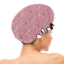 Load image into Gallery viewer, Watercolor Delight Black White Whippets Christmas Elastic Reusable Shower Caps-Accessories-Accessories, Christmas, Dog Mom Gifts, Whippet-8