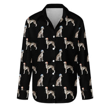 Load image into Gallery viewer, Watercolor Delight Black White Whippets Christmas Women&#39;s Shirt-Apparel-Apparel, Christmas, Dog Mom Gifts, Greyhound, Shirt, Whippet-Midnight Black-S-35