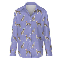 Load image into Gallery viewer, Watercolor Delight Black White Whippets Christmas Women's Shirt-Apparel-Apparel, Christmas, Dog Mom Gifts, Greyhound, Shirt, Whippet-Lavender Purple-S-29