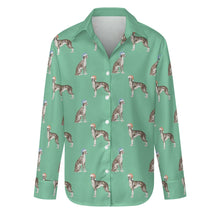 Load image into Gallery viewer, Watercolor Delight Black White Whippets Christmas Women&#39;s Shirt-Apparel-Apparel, Christmas, Dog Mom Gifts, Greyhound, Shirt, Whippet-Mint Green-S-26