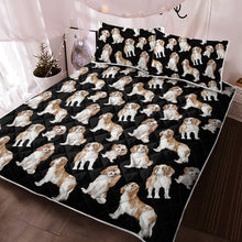 Load image into Gallery viewer, Watercolor Delight Blenheim King Charles Spaniels Quilted Bedding Set-Bedding-Bedding, Blankets, Cavalier King Charles Spaniel, Home Decor-9
