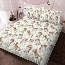 Load image into Gallery viewer, Watercolor Delight Blenheim King Charles Spaniels Quilted Bedding Set-Bedding-Bedding, Blankets, Cavalier King Charles Spaniel, Home Decor-Ivory White-With Matching Pillowcases-Twin-10