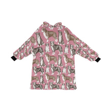 Load image into Gallery viewer, Watercolor Delight Border Collies Blanket Hoodie-Blanket-Apparel, Blanket Hoodie, Blankets, Dog Mom Gifts, Rough Collie-PaleVioletRed-ONE SIZE-8