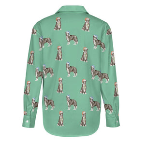 Watercolor Delight Border Collies Christmas Women's Shirt-Apparel--27