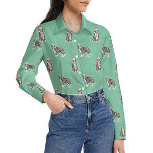 Watercolor Delight Border Collies Christmas Women's Shirt-Apparel--30