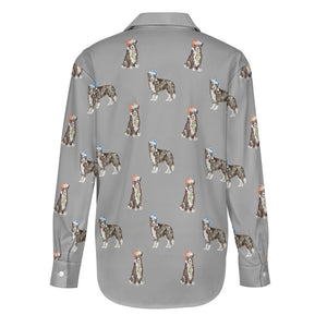 Watercolor Delight Border Collies Christmas Women's Shirt-Apparel--39