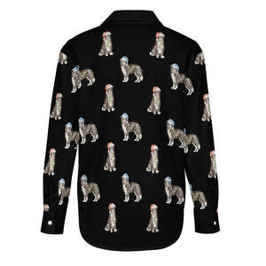 Watercolor Delight Border Collies Christmas Women's Shirt-Apparel--45