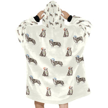 Load image into Gallery viewer, Watercolor Delight Border Collies Christmas Blanket Hoodie-Blanket-Apparel, Blanket Hoodie, Blankets, Border Collie, Christmas, Dog Mom Gifts-5