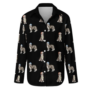 Watercolor Delight Border Collies Christmas Women's Shirt-Apparel-S-Black-40