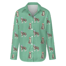 Load image into Gallery viewer, Watercolor Delight Border Collies Christmas Women&#39;s Shirt-Apparel-S-MediumAquaMarine-26