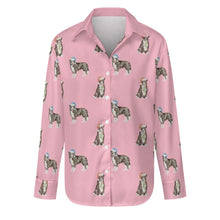 Load image into Gallery viewer, Watercolor Delight Border Collies Christmas Women&#39;s Shirt-Apparel-S-Pink-5