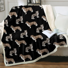 Load image into Gallery viewer, Watercolor Delight Border Collies Fleece Blanket - 8 Colors-Blanket-Bedding, Blankets, Border Collie, Home Decor-Midnight Black-Single-22