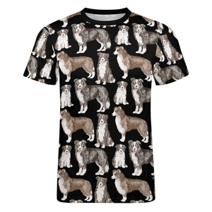 Watercolor Delight Border Collies Men's Cotton T-Shirt-Apparel-Apparel, Dog Dad Gifts, Rough Collie, Shirt, T Shirt-11