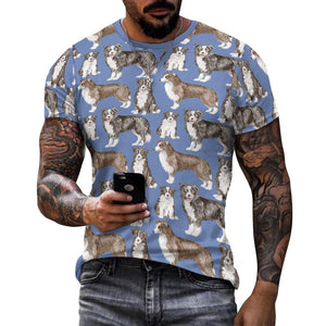 Watercolor Delight Border Collies Men's Cotton T-Shirt-Apparel-Apparel, Dog Dad Gifts, Rough Collie, Shirt, T Shirt-12