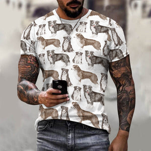 Watercolor Delight Border Collies Men's Cotton T-Shirt-Apparel-Apparel, Dog Dad Gifts, Rough Collie, Shirt, T Shirt-7