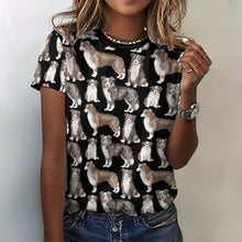 Load image into Gallery viewer, Watercolor Delight Border Collies Women&#39;s Cotton T-Shirt-Apparel-Apparel, Dog Mom Gifts, Rough Collie, Shirt-40