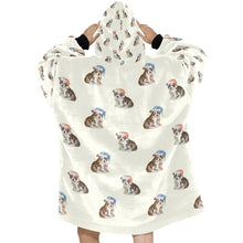 Load image into Gallery viewer, Watercolor Delight Boston Terrier Puppies Blanket Hoodie-Blanket-Apparel, Blanket Hoodie, Blankets, Boston Terrier, Christmas, Dog Mom Gifts-4