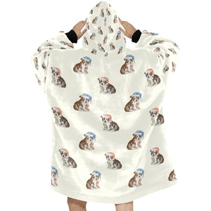 Watercolor Delight Boston Terrier Puppies Blanket Hoodie-Blanket-Apparel, Blanket Hoodie, Blankets, Boston Terrier, Christmas, Dog Mom Gifts-4