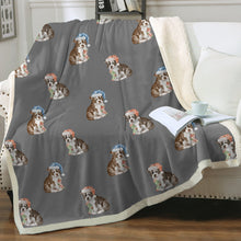 Load image into Gallery viewer, Watercolor Delight Boston Terrier Puppies Fleece Blanket - 8 Colors-Blanket-Bedding, Blankets, Boston Terrier, Home Decor-10