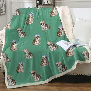 Watercolor Delight Boston Terrier Puppies Fleece Blanket - 8 Colors-Blanket-Bedding, Blankets, Boston Terrier, Home Decor-11