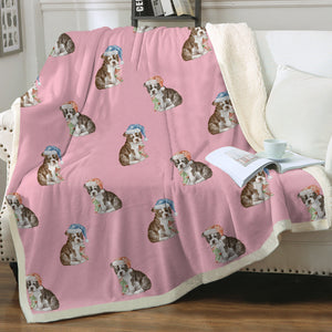 Watercolor Delight Boston Terrier Puppies Fleece Blanket - 8 Colors-Blanket-Bedding, Blankets, Boston Terrier, Home Decor-14