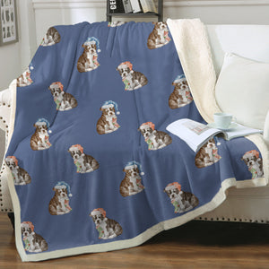 Watercolor Delight Boston Terrier Puppies Fleece Blanket - 8 Colors-Blanket-Bedding, Blankets, Boston Terrier, Home Decor-16