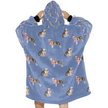 Load image into Gallery viewer, Watercolor Delight Boston Terriers Christmas Blanket Hoodie-Blanket-Apparel, Blanket Hoodie, Blankets, Boston Terrier, Christmas, Dog Mom Gifts-20