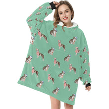 Load image into Gallery viewer, Watercolor Delight Boston Terriers Christmas Blanket Hoodie-Blanket-Apparel, Blanket Hoodie, Blankets, Boston Terrier, Christmas, Dog Mom Gifts-23