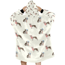 Load image into Gallery viewer, Watercolor Delight Boston Terriers Christmas Blanket Hoodie-Blanket-Apparel, Blanket Hoodie, Blankets, Boston Terrier, Christmas, Dog Mom Gifts-4